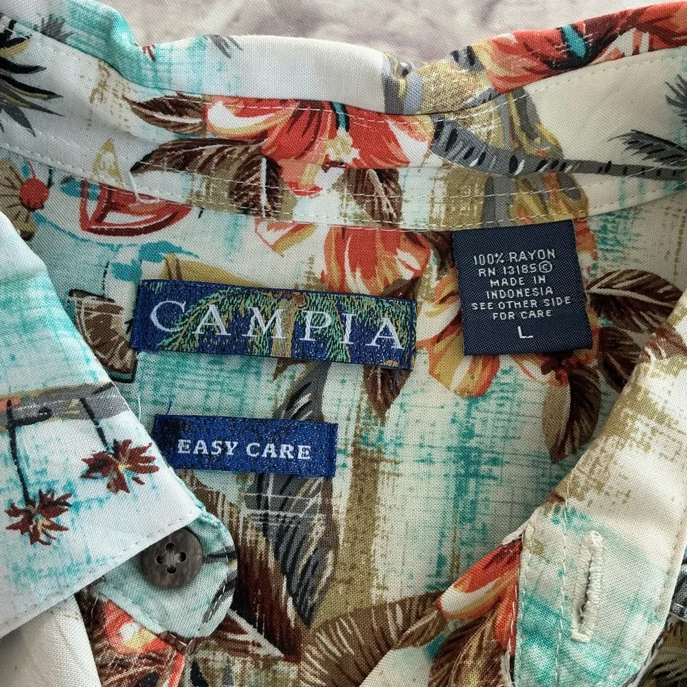 Campia Moda Men's Tropical Print Shirt - Red and Green - Picture 6 of 9